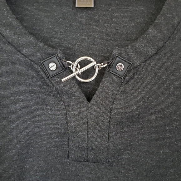 Michael Kors Derby Dark Gray Jersey Long Tunic Top with 3/4 Sleeve - Picture 5 of 8